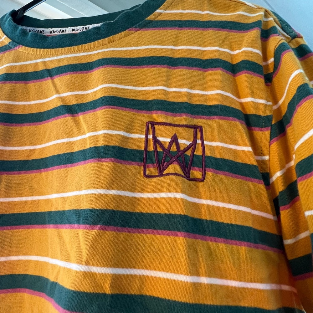 WELCOME Brand Sz M - STRIPE LONG SLEEVE KNIT - MINERAL YELLOW GUC